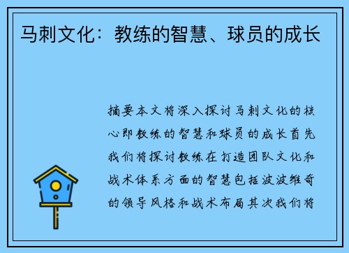 马刺文化：教练的智慧、球员的成长