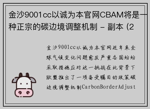 金沙9001cc以诚为本官网CBAM将是一种正宗的碳边境调整机制 - 副本 (2)